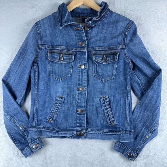 J. Crew Jackets & Blazers - J. Crew Denim Jean Jacket Biker Trucker Pockets 02661SU Womens Blue Size Small